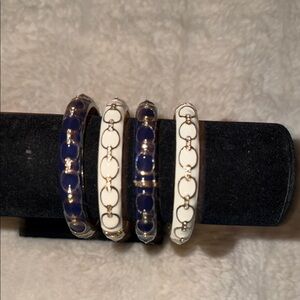 Elegant Blue and White Bangle Set